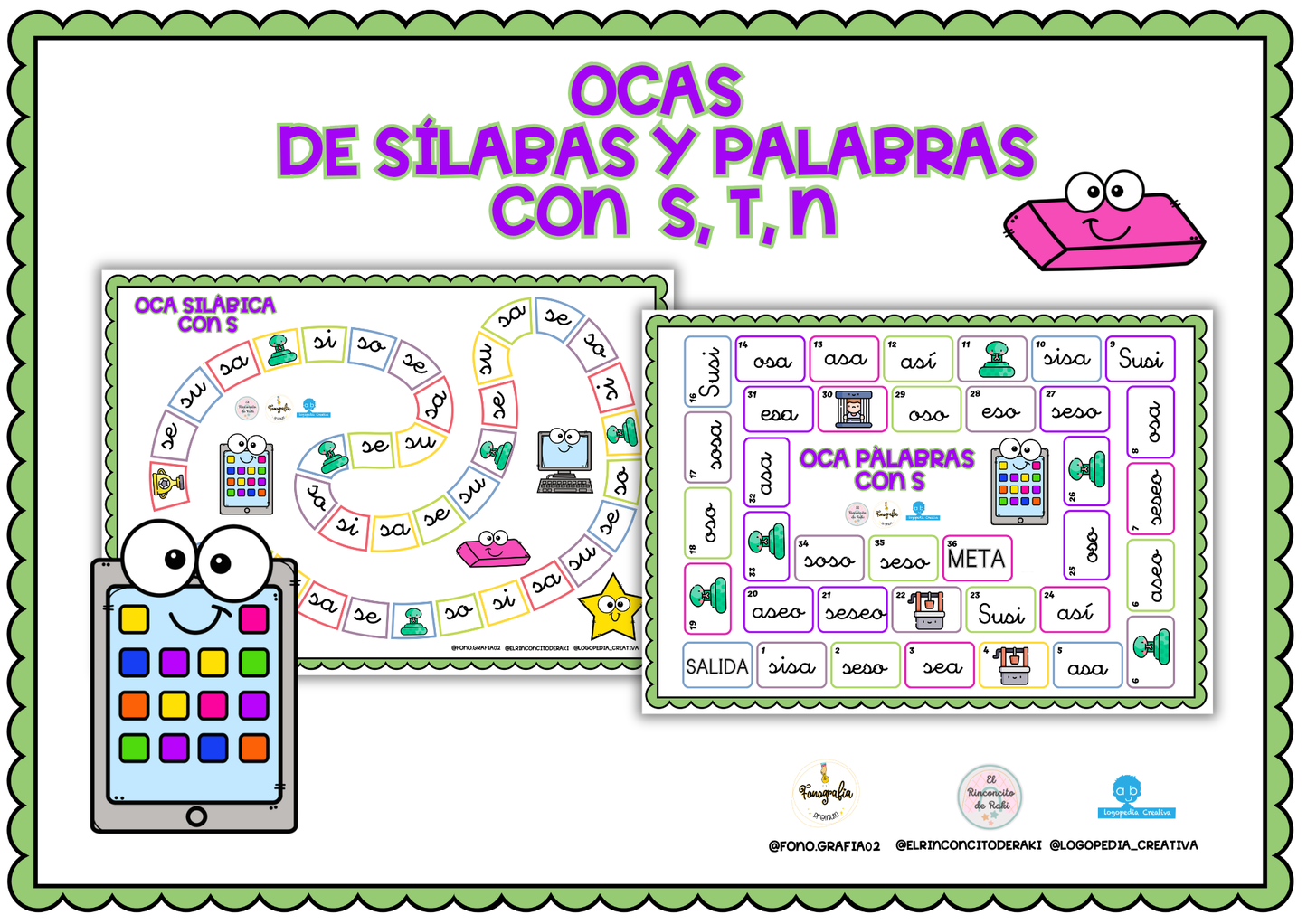 Oca de sílabas y palabras con S, T, N