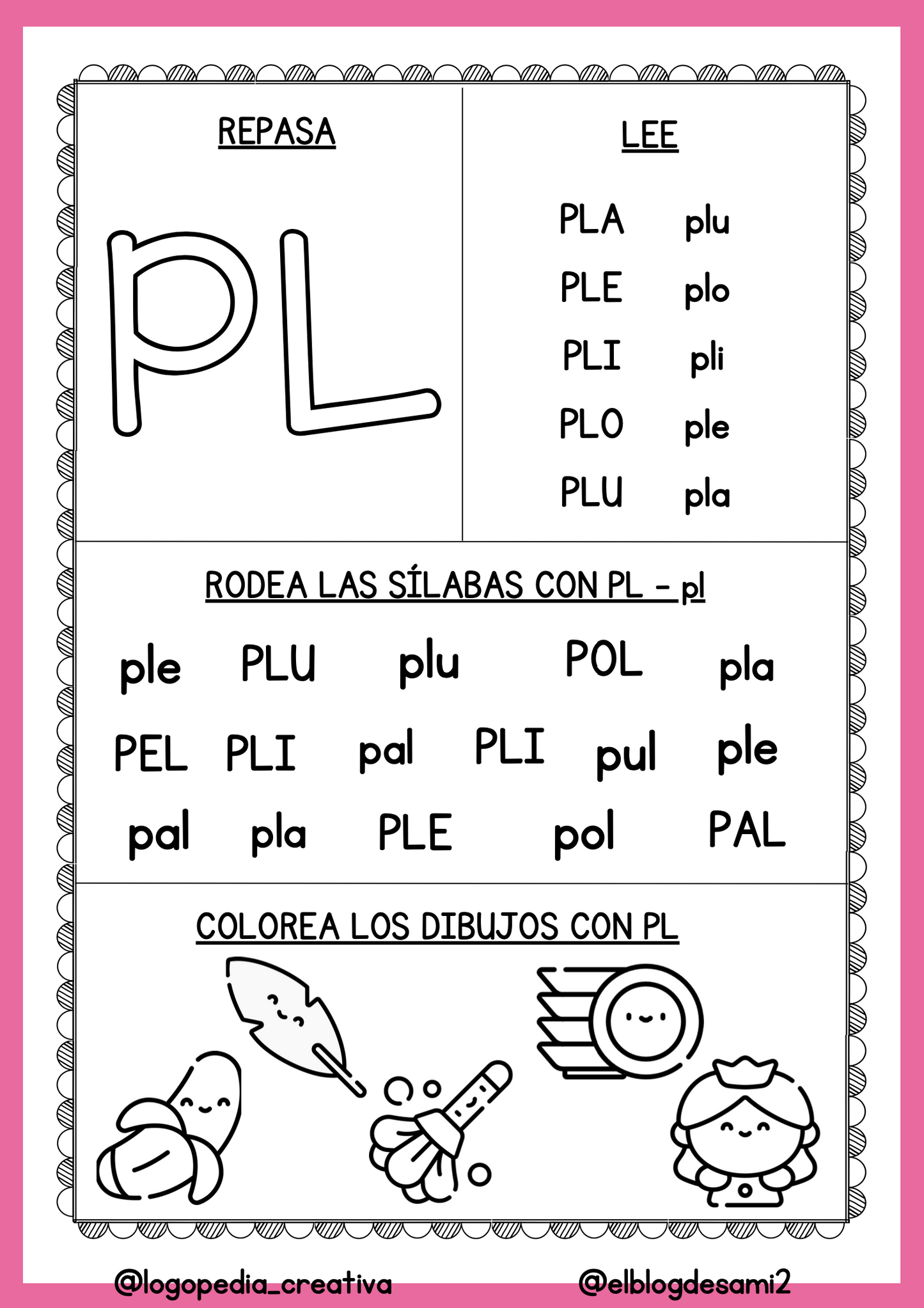 Cuaderno lectoescritura trabadas PL-PR (letra imprenta)