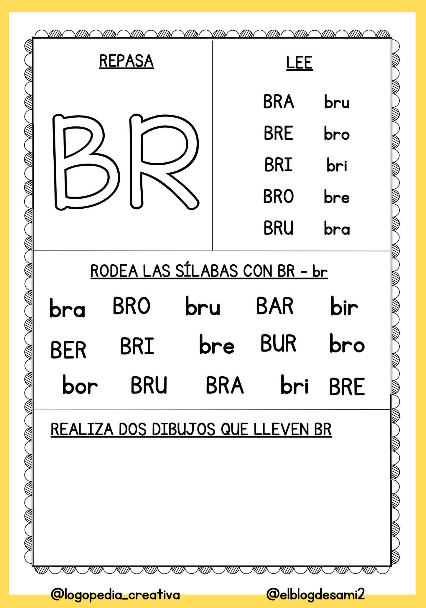 Cuaderno lectoescritura trabadas BL-BR (letra imprenta)