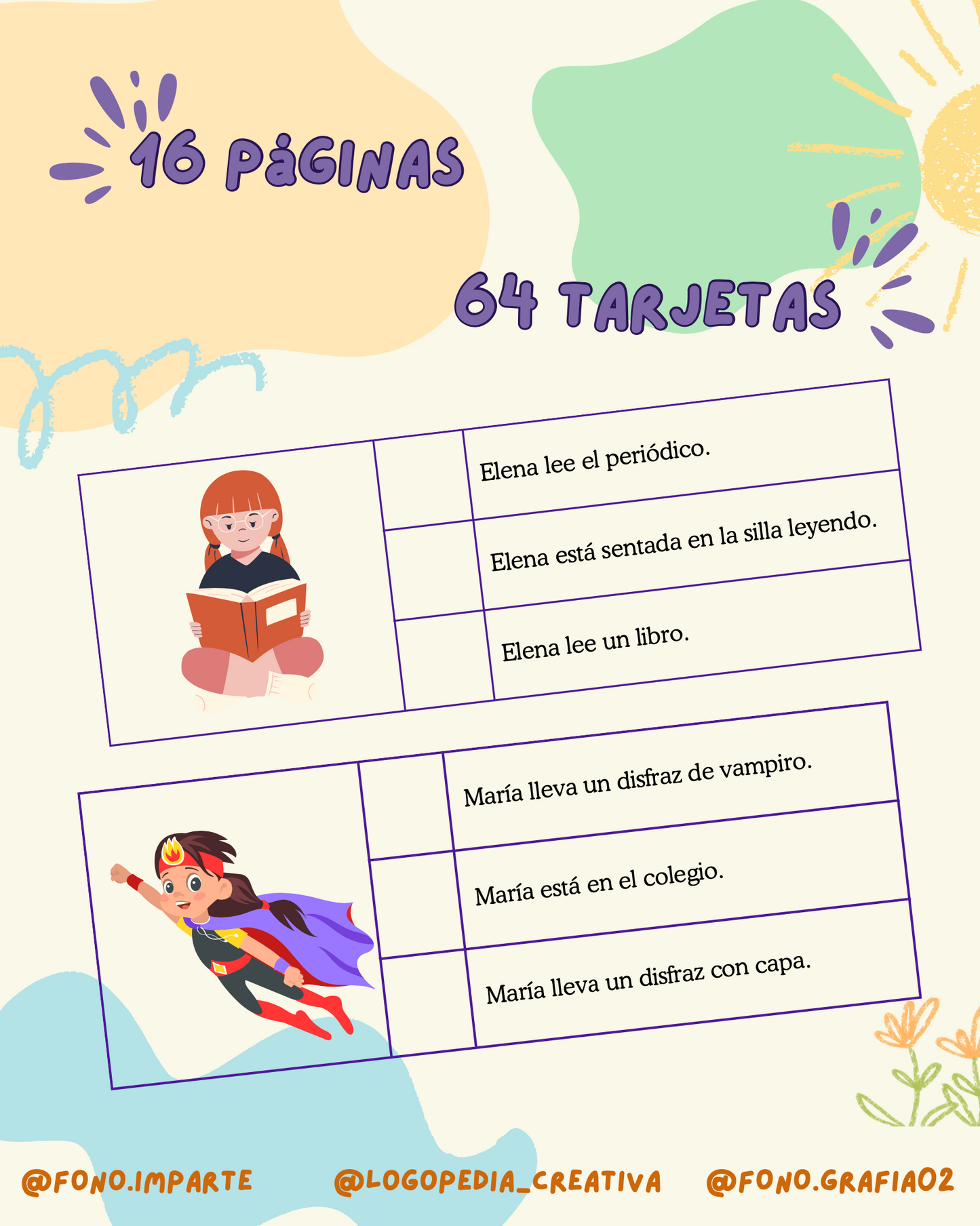 Cuaderno de comprensión lectora (frases)