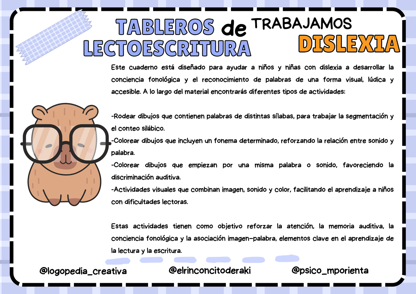 Tableros de Lectoescritura: Dislexia