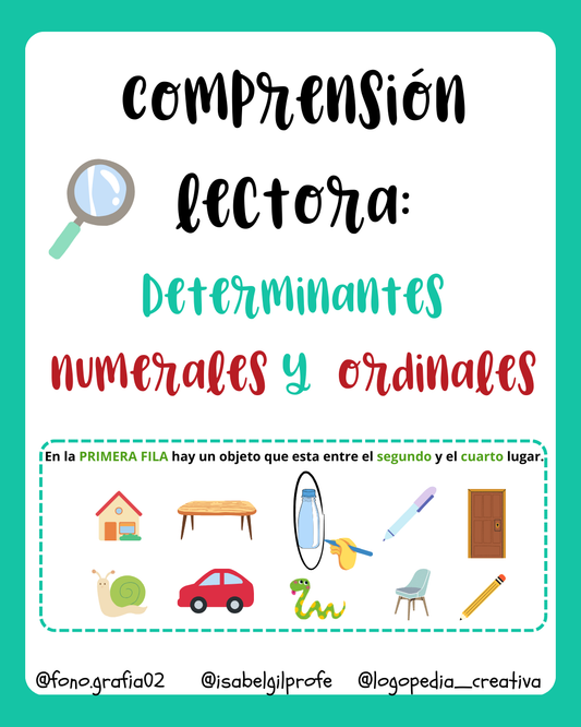 Comprensión lectora: Determinantes numerales y ordinales