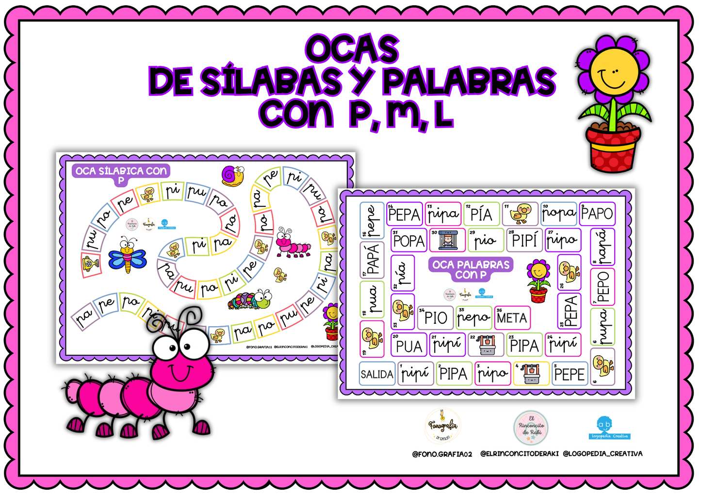 Ocas de sílabas y palabras con M, P y L