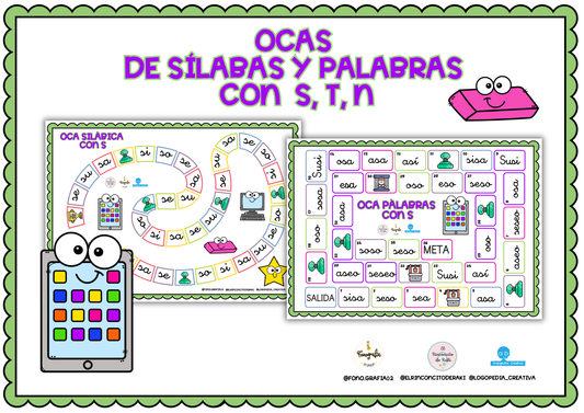 Oca de sílabas y palabras con S, T, N