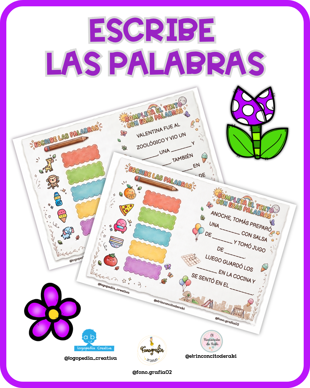 Escribe las Palabras – Logopedia Creativa