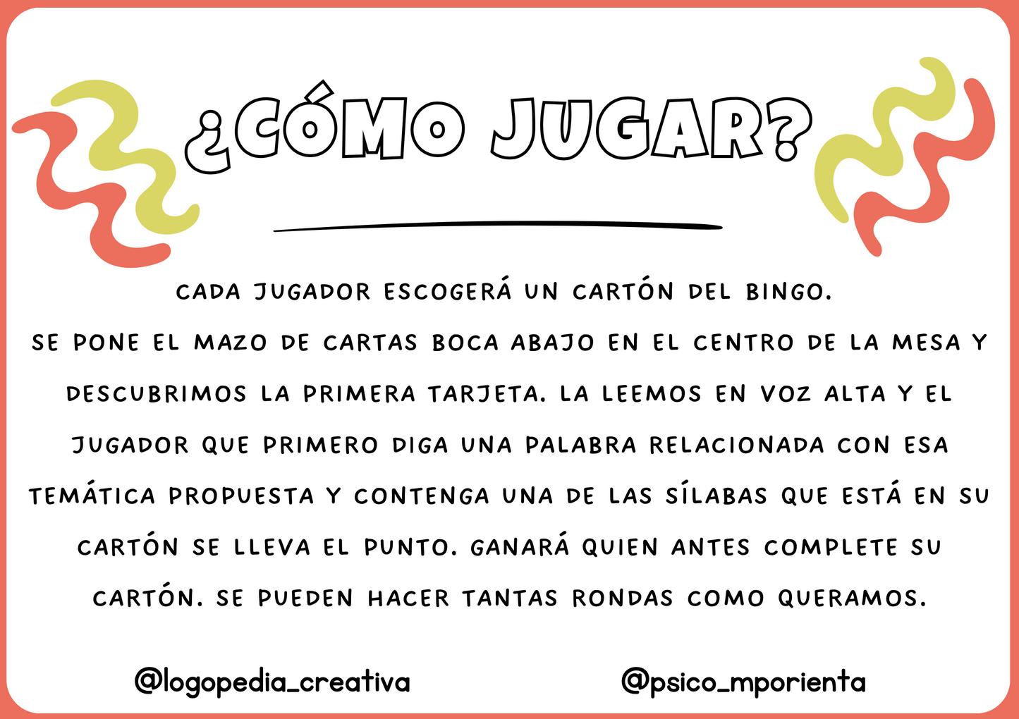 Juego bingo silábico