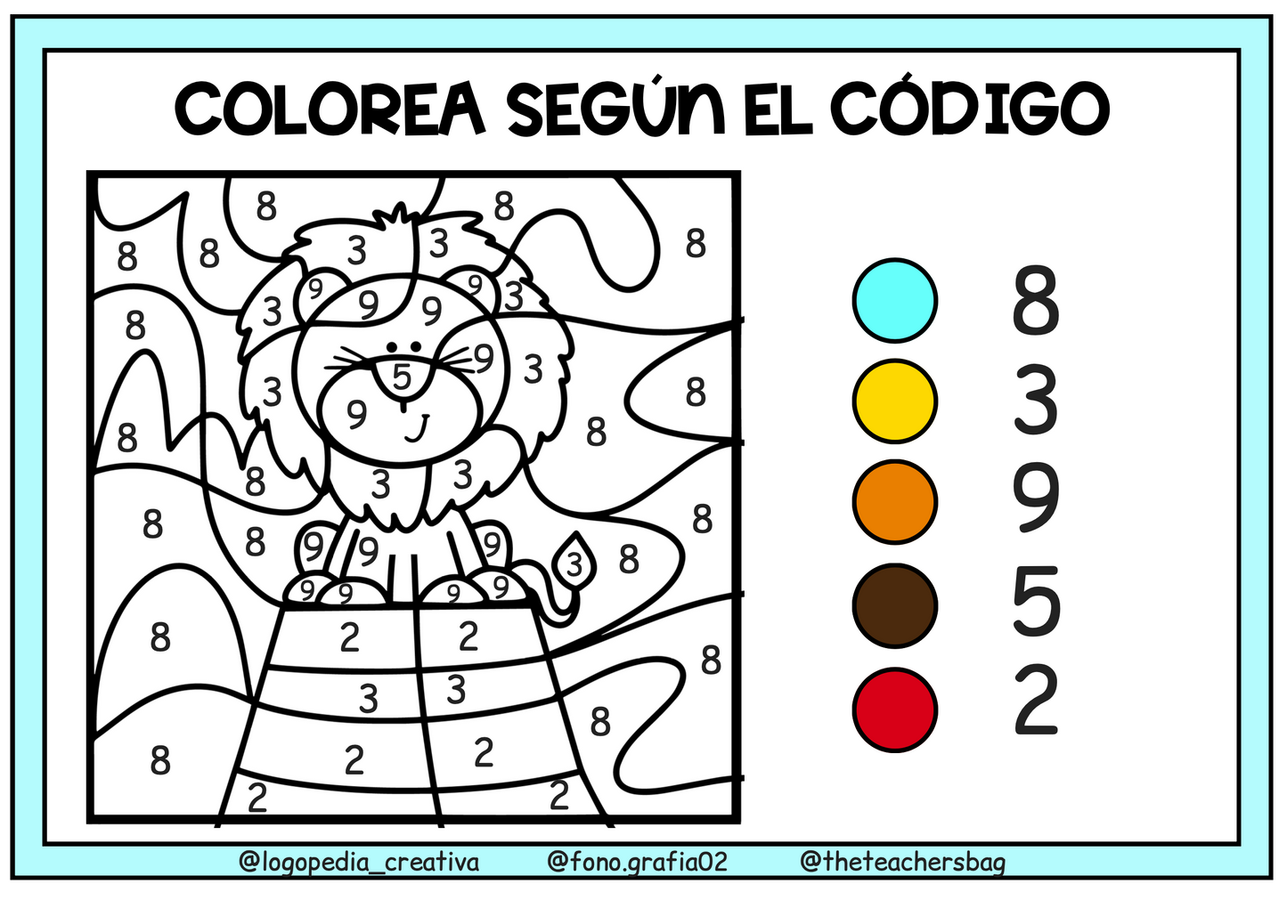 Colorea según los códigos