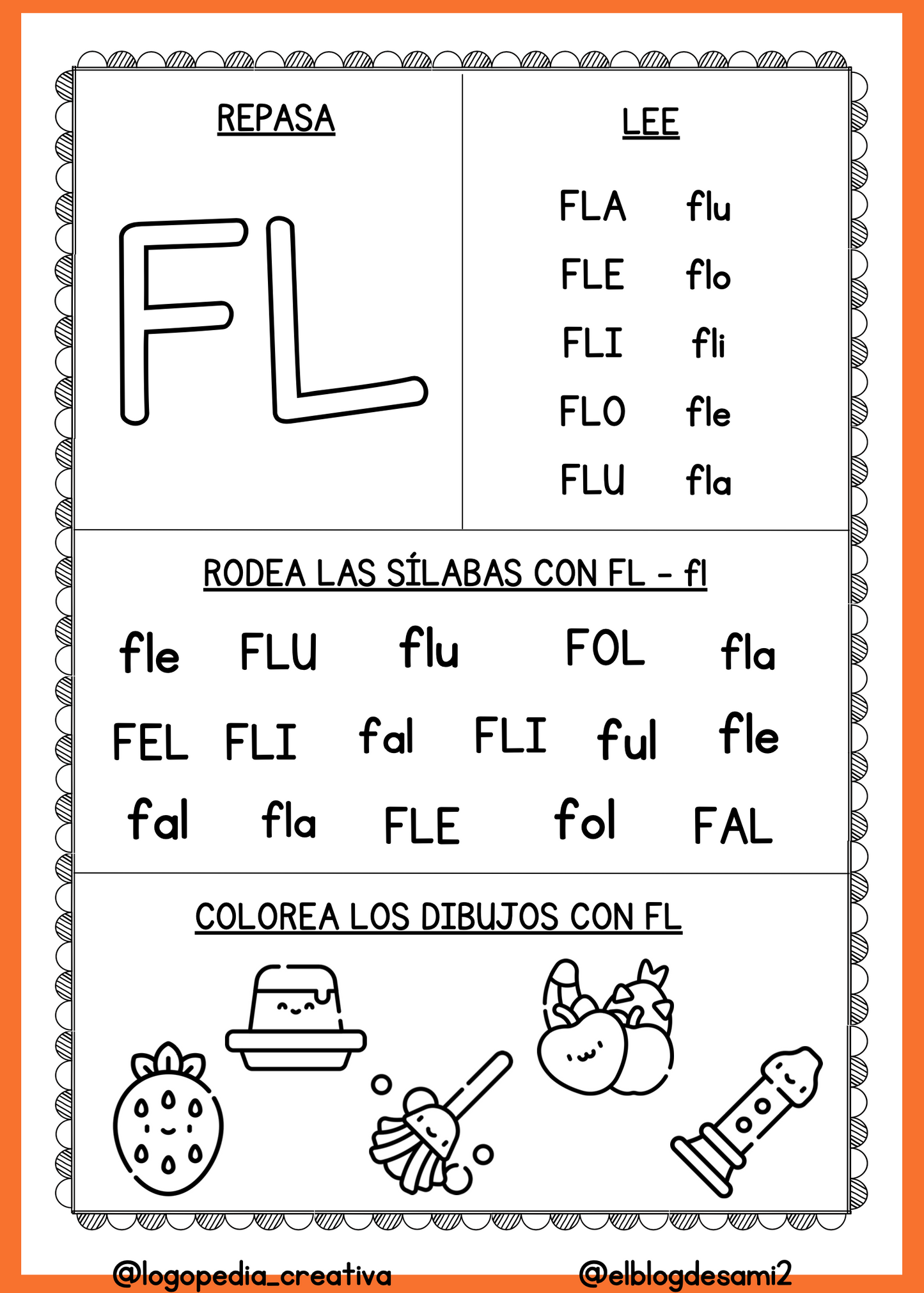 Cuaderno lectoescritura trabadas FL-FR (letra imprenta)