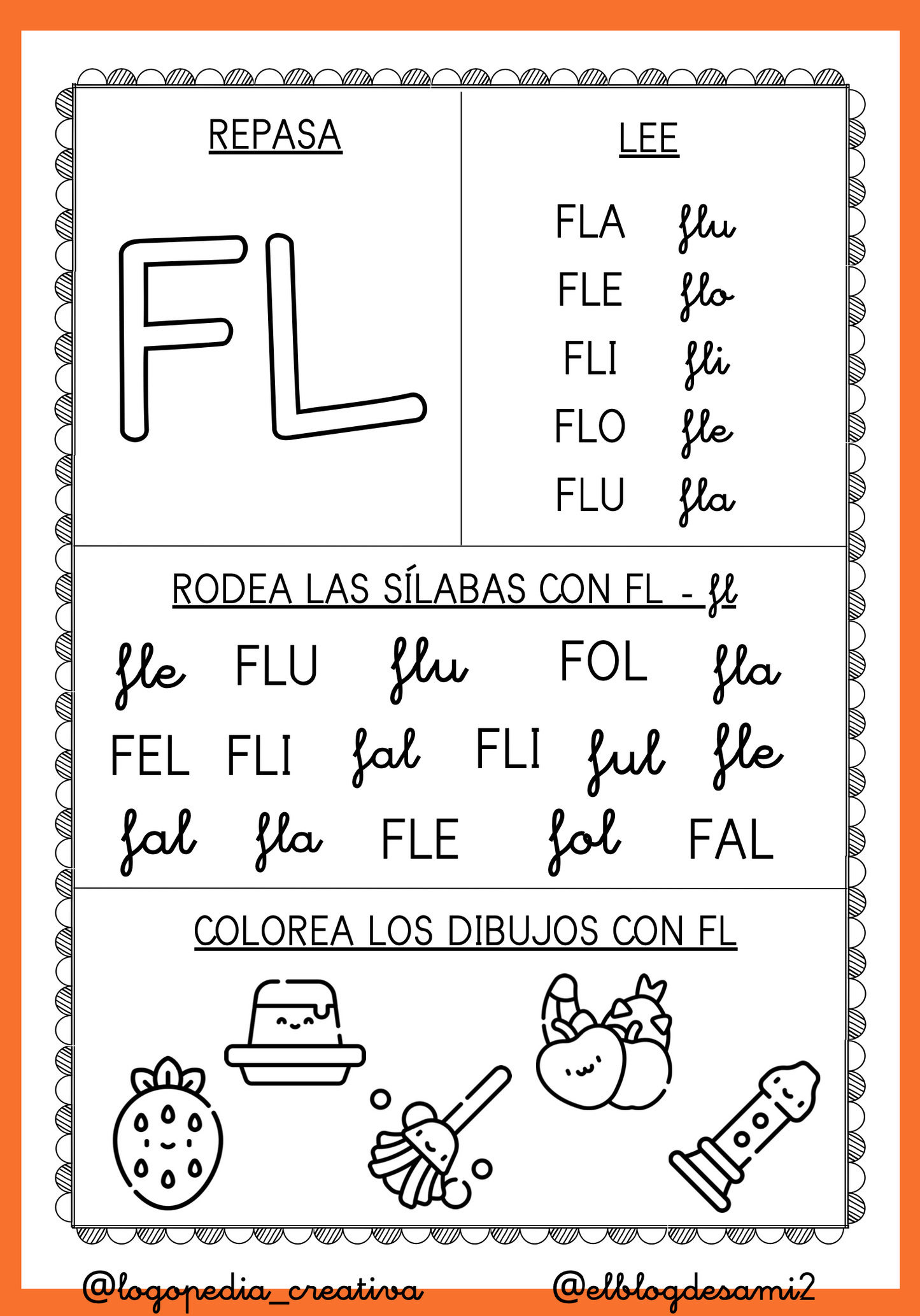 Cuaderno lectoescritura trabadas FL-FR (letra ligada)