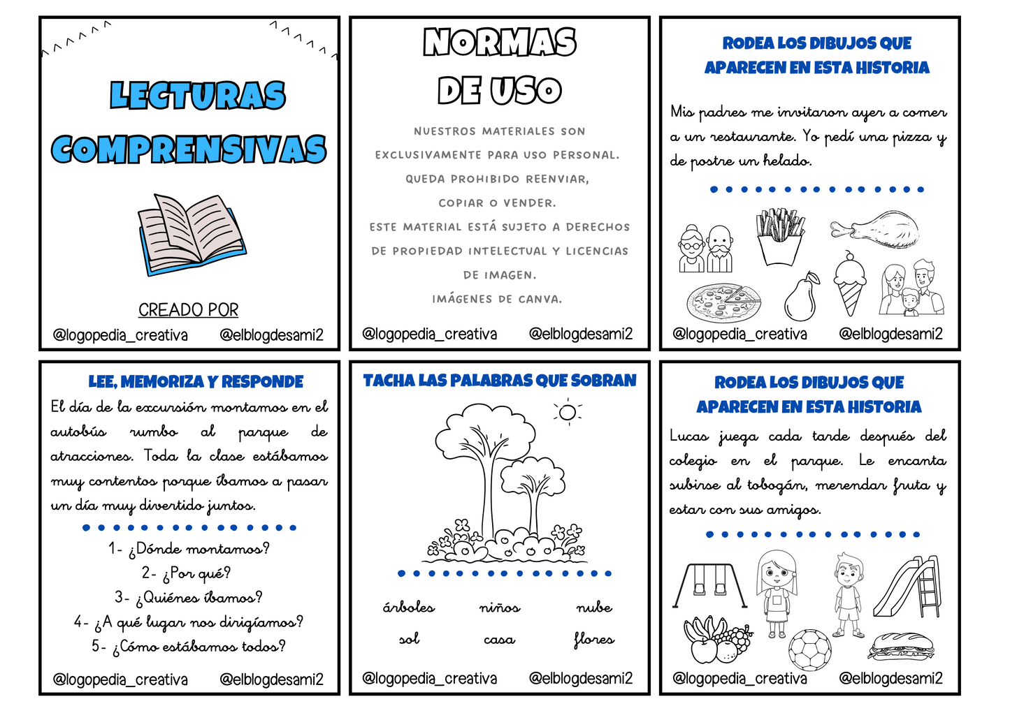 Lecturas comprensivas formato llavero